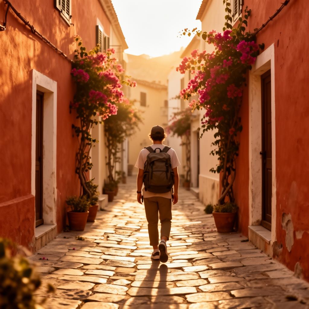 Traveler exploring with phone