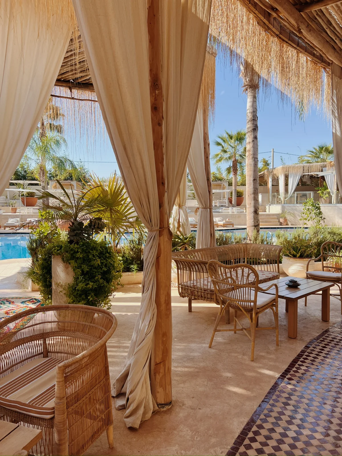 A quiet terrace beside a pool
